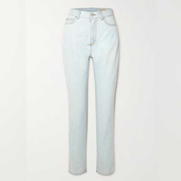 New Alexander McQueen High Rise Rigid Denim Light Wash Mom Jeans Long Sz 30 - Picture 1 of 15